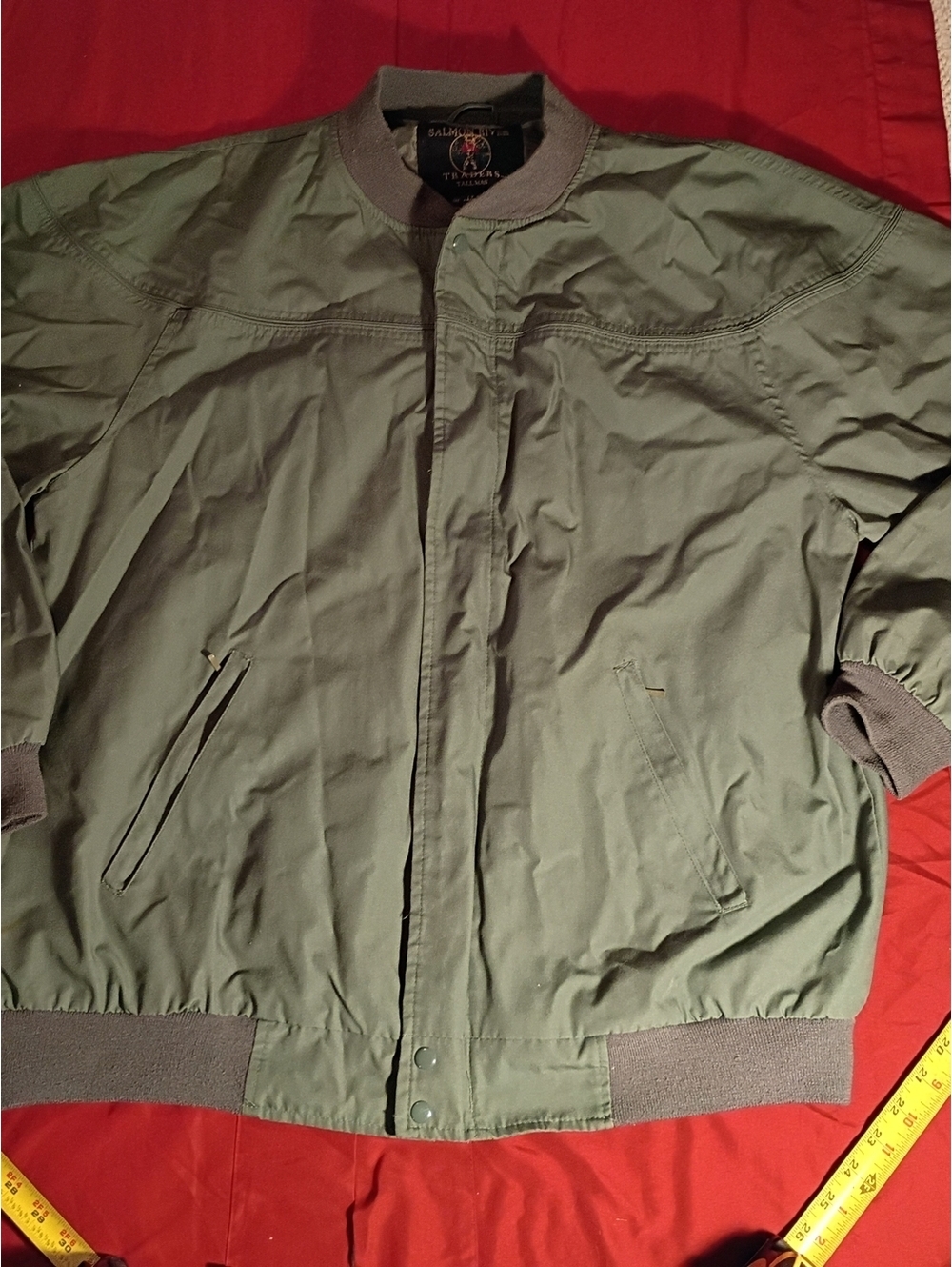 Salmon River Traders Tallman Olive Green Bomber Jacket Large Tall